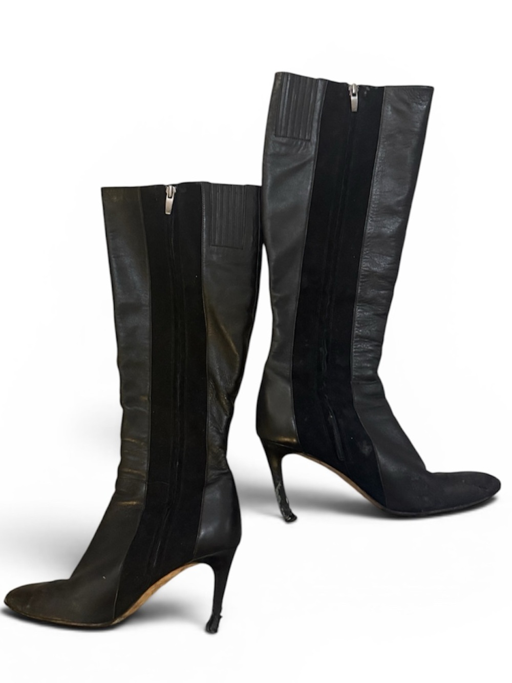 Via Spiga Black Leather Over the Knee Boot Heels, size 9